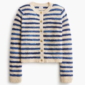 J. Crew Navy and Cream Nautical Coastal Striped Sweater